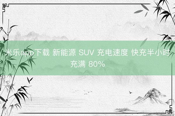 米乐app下载 新能源 SUV 充电速度 快充半小时充满 80%
