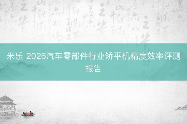 米乐 2026汽车零部件行业矫平机精度效率评测报告