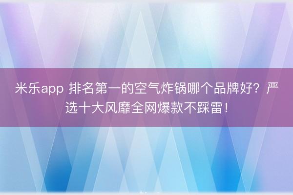 米乐app 排名第一的空气炸锅哪个品牌好?严选十大风靡全网爆款不踩雷!