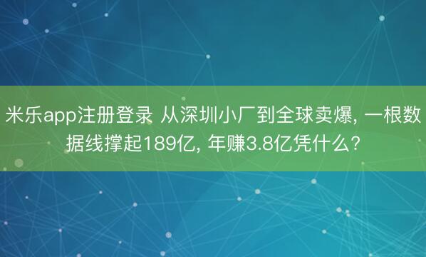 米乐app注册登录 从深圳小厂到全球卖爆, 一根数据线撑起189亿, 年赚3.8亿凭什么?