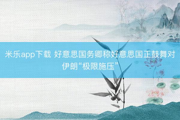 米乐app下载 好意思国务卿称好意思国正鼓舞对伊朗“极限施压”