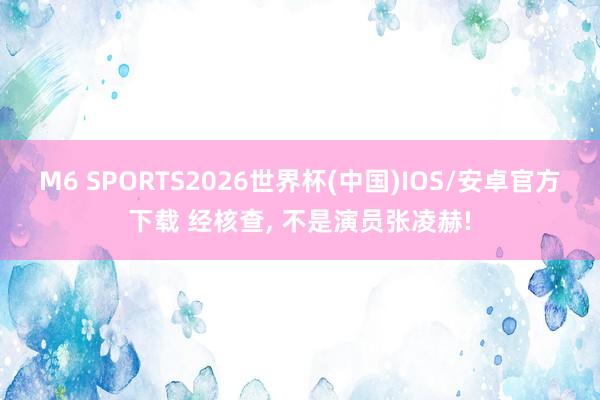M6 SPORTS2026世界杯(中国)IOS/安卓官方下载 经核查, 不是演员张凌赫!