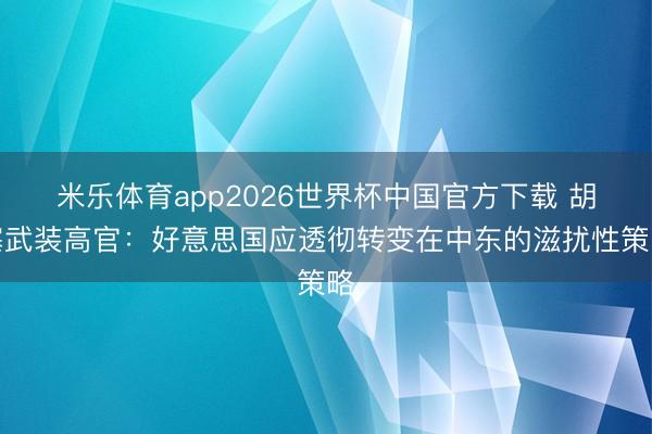 米乐体育app2026世界杯中国官方下载 胡塞武装高官：好意思国应透彻转变在中东的滋扰性策略